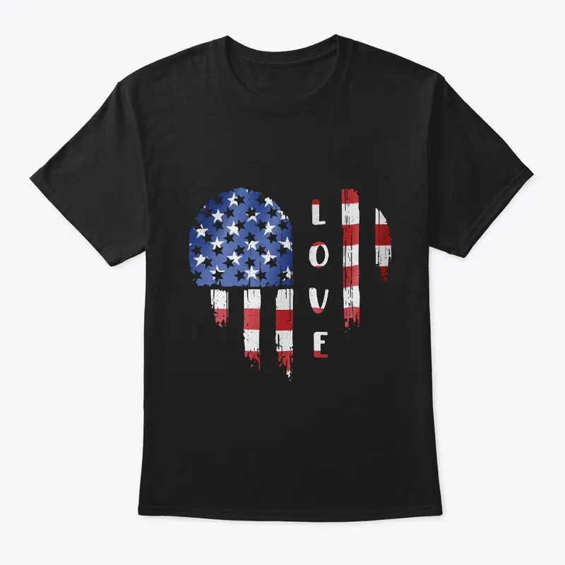 Love 4th July Independence Day T-shirt